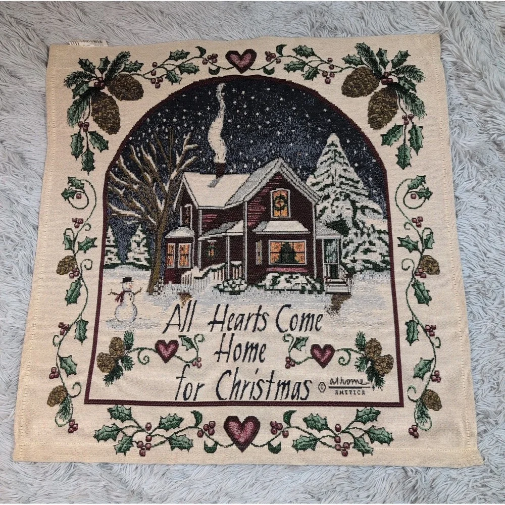 Tapestry ALL HEARTS COME HOME FOR CHRISTMAS  Wall Hanging Home Decor